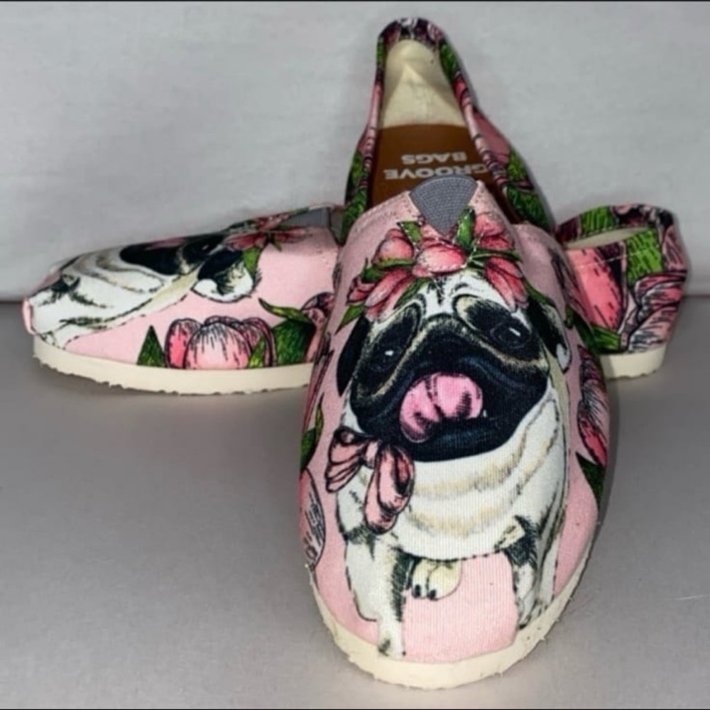 Groove bags Pink floral pug slip-ons loafer style women’s 7.5 shoes - Picture 2 of 7